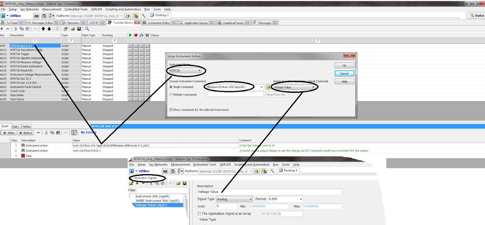 Instrument Action FB command in Vehicle Spy